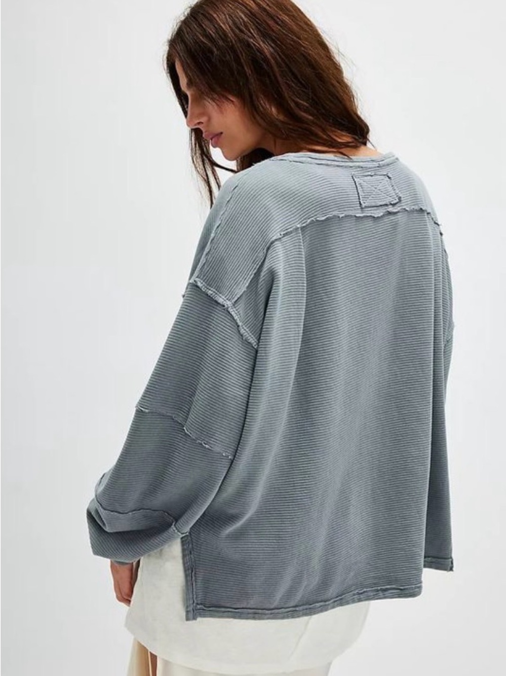 We The Free total eclipse Waffle Knit Top - Slate
